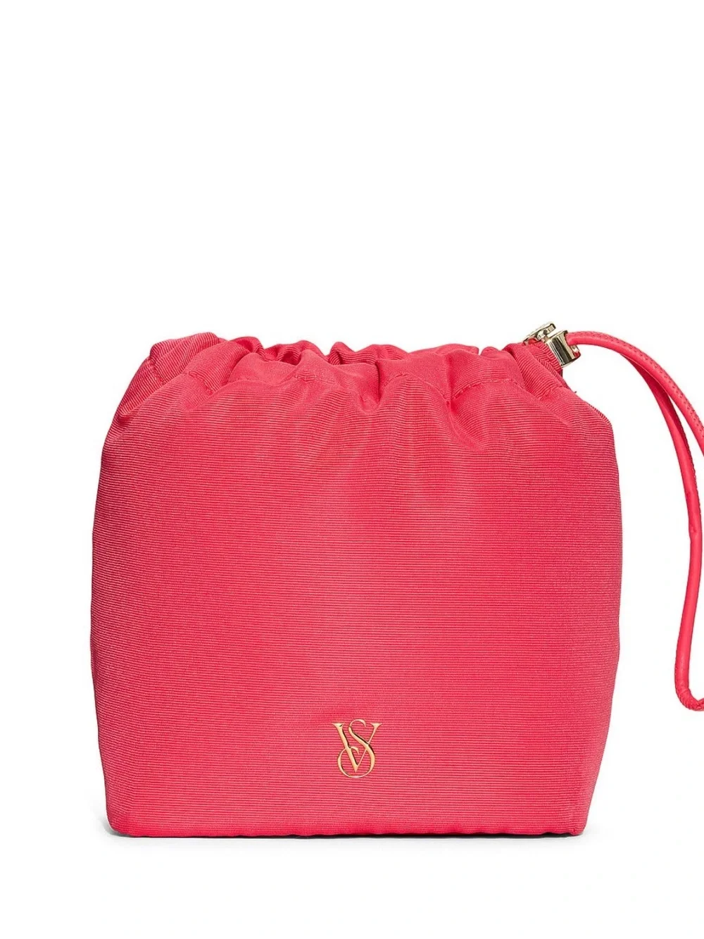 Victoria’s Secret Cinched Travel Beauty Bag Red Drawstring Makeup Wristlet
